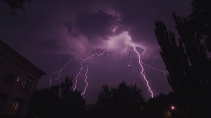 Lightning Storm Over City