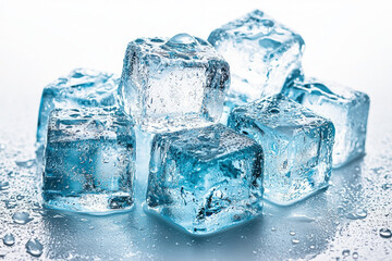 Obraz premium Ice Cubes On White Background