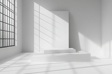 Obraz premium A Bright Minimalist Showcase: Emphasizing Product Design in a White Room