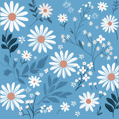 Seamless pattern of daisy Flower, vector botanical flower background. Abstract botany floral design.
