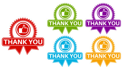 set thank you badge labels icon. likes symbol design template vector illustration