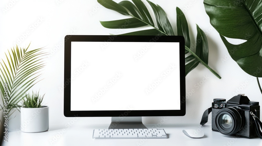 Poster blank computer screen with camera