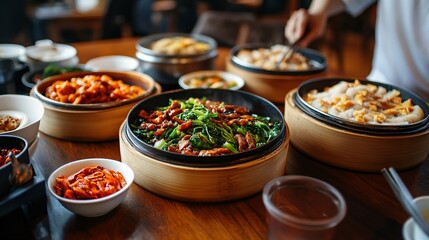 Obraz premium Delicious Asian Cuisine with Various Dishes