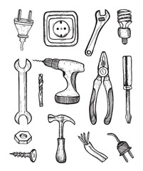 set of tools vector sketch