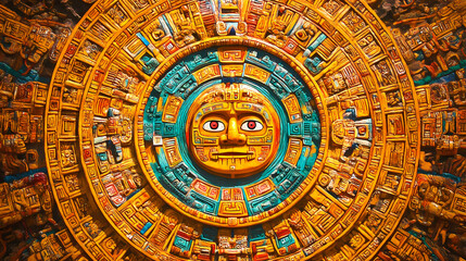 Obraz premium Aztec calendar illustration. Aztec Calendar. Illustration