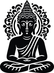 Zen Serenity: Buddha Silhouette - Iconic Black Silhouette