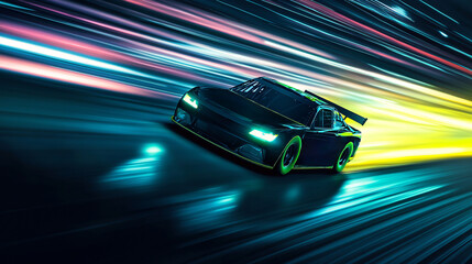 Naklejka premium dynamic racing car speeding on track