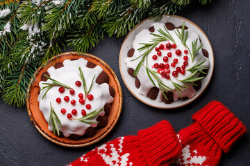 Festive Christmas cakes decorated with seasonal designs