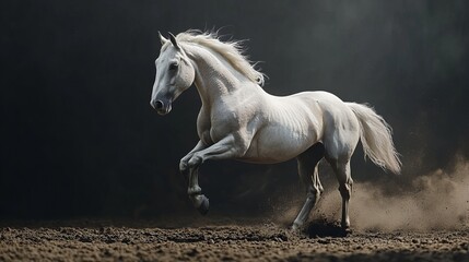 Obraz premium white horse running