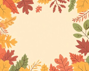 Autumn Leaves Frame Vector Illustration for design banner with white space for text
