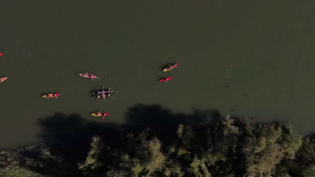 rone Flat Footage of a Kajak Tour in Riu Segre