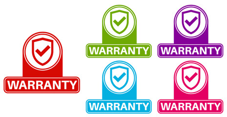 set warranty sticker sign set. warranty symbol label social media template vector illustration	