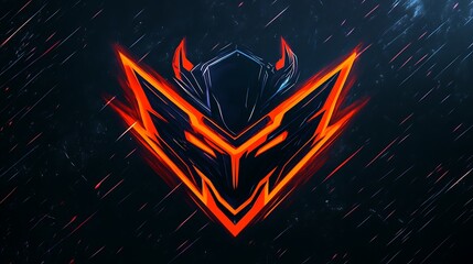 Abstract Devil Logo Design with Orange and Black Colors
