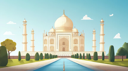 Fototapeta premium Illustration of the taj mahal during the taj mahotsav. Taj Mahal. Illustration