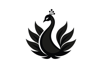 Obraz premium Peacock logo silhouette black vector art illustration