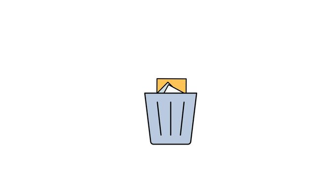 Animated of Trash Can Delete Document icon motion graphic animation. Document concept icon animation