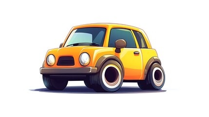 Fototapeta premium Cute Cartoon Yellow Car Illustration