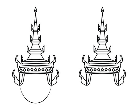 Illustration vector of Thai or Southeast Asian style crown or Makuta or Mongkut or Chada