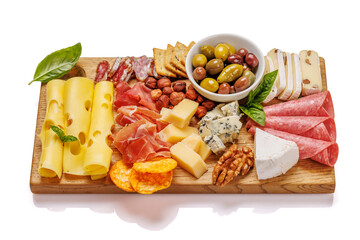A selection of various cheeses and meats