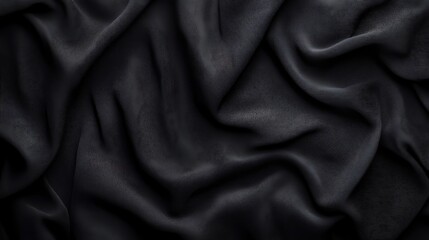 Fototapeta premium Abstract Black Fabric Texture Background, Draped Cloth