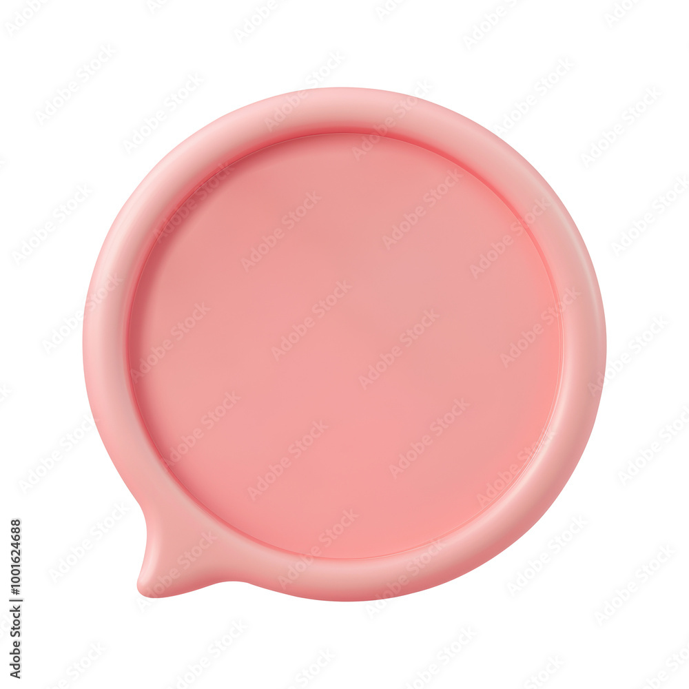 Poster 3d pink circular speech bubble icon with a simplistic and modern design. perfect for communication, 