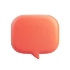 3D coral square speech bubble icon in a modern and vibrant design. Ideal for representing chat, communication, or social media interfaces. Isolated on transparent background, png.