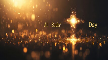 A glowing cross and soft light embody All Souls' Day, inviting reflection and remembrance