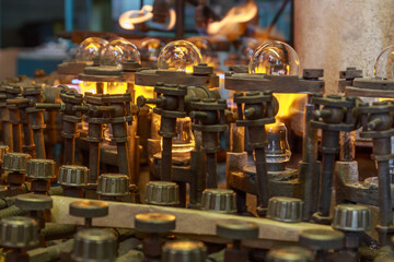 Processing line of big light bulb factory.