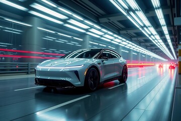 Fototapeta premium Realistic Testing of Electric Cars in Various Environments