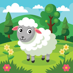 Cute sheep vector illustration cartoon character