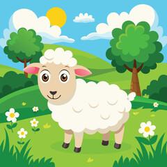 Cute sheep vector illustration cartoon character