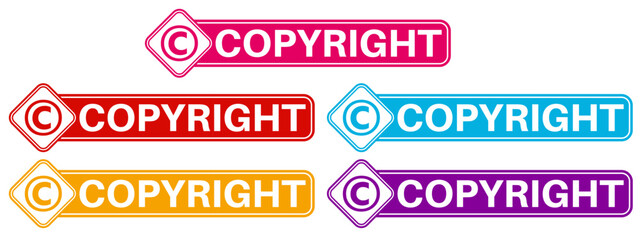 Set Stylish copyright icon. intellectual label sign patent symbol sticker template design vector illustration	