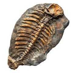 Fossilized dinosaur skeleton detail showcasing ancient life transparent background