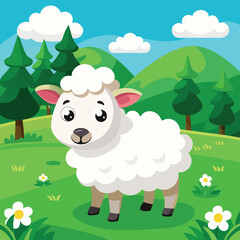 Cute sheep vector illustration cartoon character