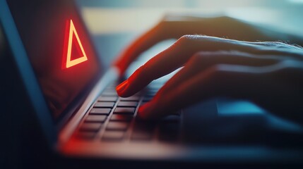 Warning Sign On Laptop Screen