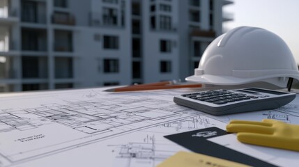 Construction Blueprint with Tools