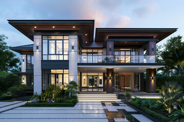 A large house with a large front door and a large porch. generative ai.,