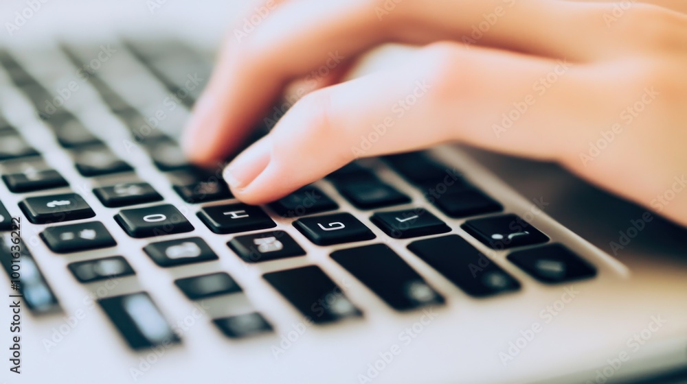 Poster close-up of a hand typing on a keyboard