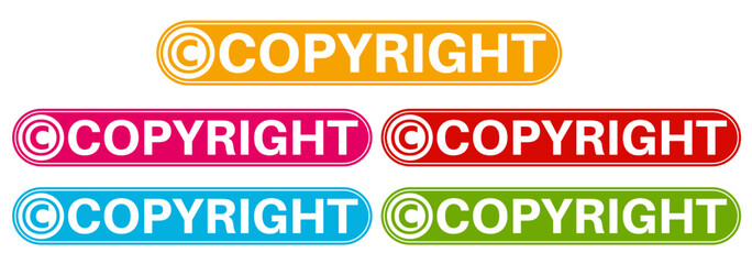 set trendy colorful copyright labels icon. Intellectual sign trademark  symbol template sticker design vector illustration