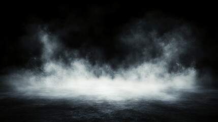 Fototapeta premium Foggy stage with dramatic lighting for a performance set in an empty venue at night