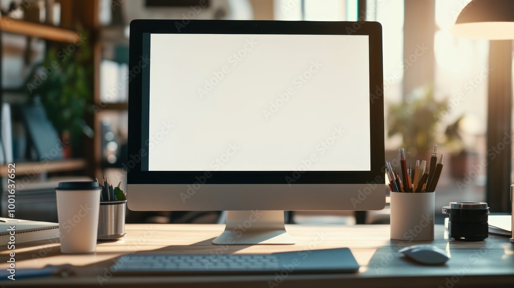 Poster Modern Workspace with Computer Display