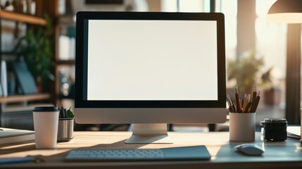 Fototapeta premium Modern Workspace with Computer Display