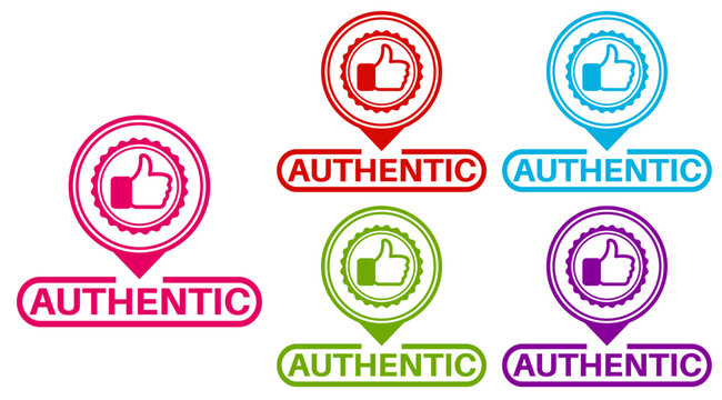Set authentic icon labels. Guaranteed product sign sticker icon social media temolate design vector illustration