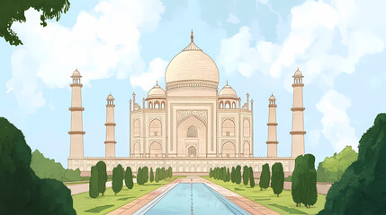 Fototapeta premium Taj mahal agra country. Taj Mahal. Illustration