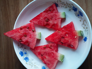 Slice watermelon is decorated in plate