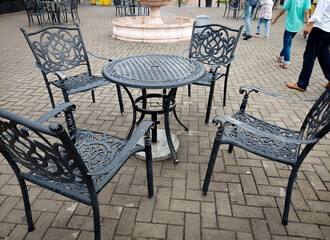 Coffee table with ancient chair in a five star hotel and restaurant in bangladesh
