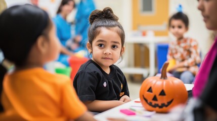 Fototapeta premium Pediatric Ward Halloween Party with Doctors and Children