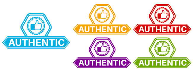 Obraz premium Set authentic icon sign. authenticity verified labels symbol design template Vector illustration