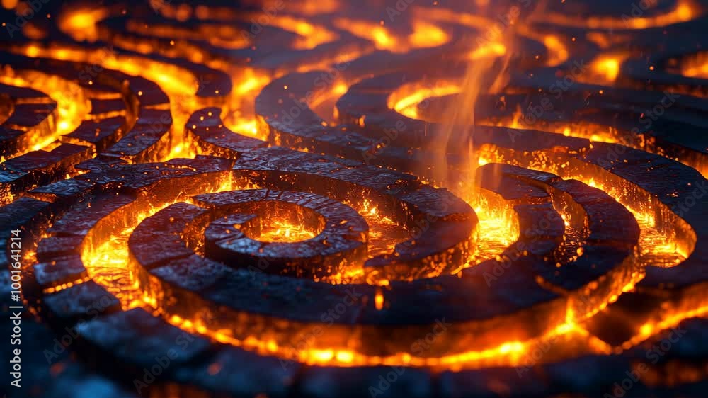 Aufkleber a close-up of a fiery, circular pattern in a dark, mysterious setting