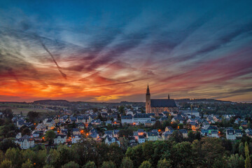 Sonnenuntergang in Schneeberg/Erzgebirge